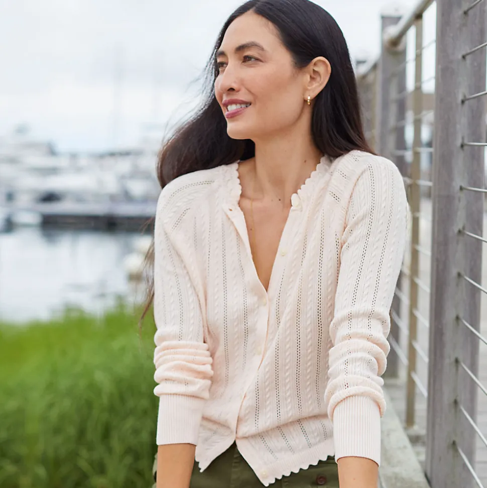 Ajour-Cardigan aus Baumwolle für Damen