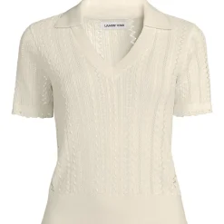 Ajour-Polopullover aus Baumwolle für Damen