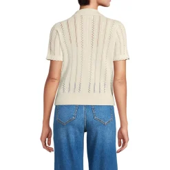 Ajour-Polopullover aus Baumwolle für Damen