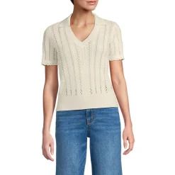 Ajour-Polopullover aus Baumwolle für Damen