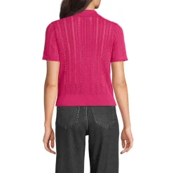 Ajour-Polopullover aus Baumwolle für Damen