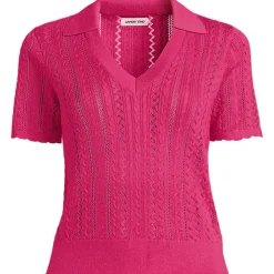 Ajour-Polopullover aus Baumwolle für Damen