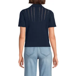 Ajour-Polopullover aus Baumwolle für Damen