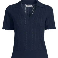 Ajour-Polopullover aus Baumwolle für Damen
