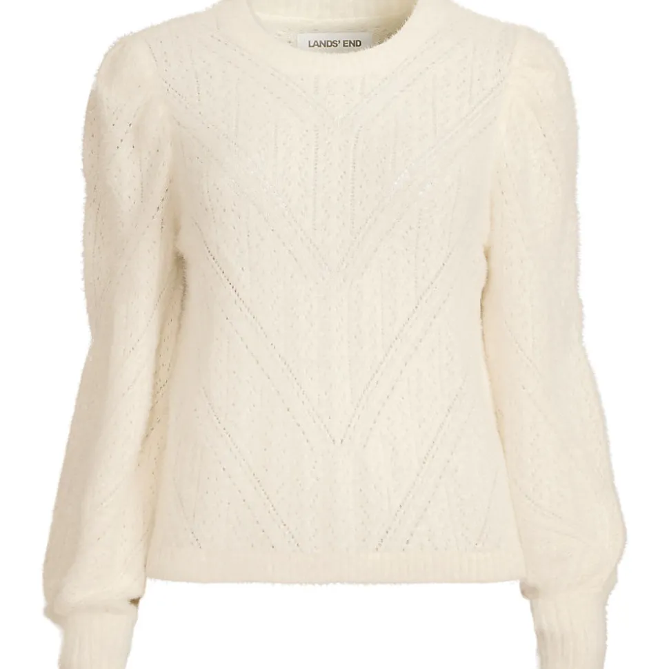 Ajourpullover aus Wimperngarn für Damen