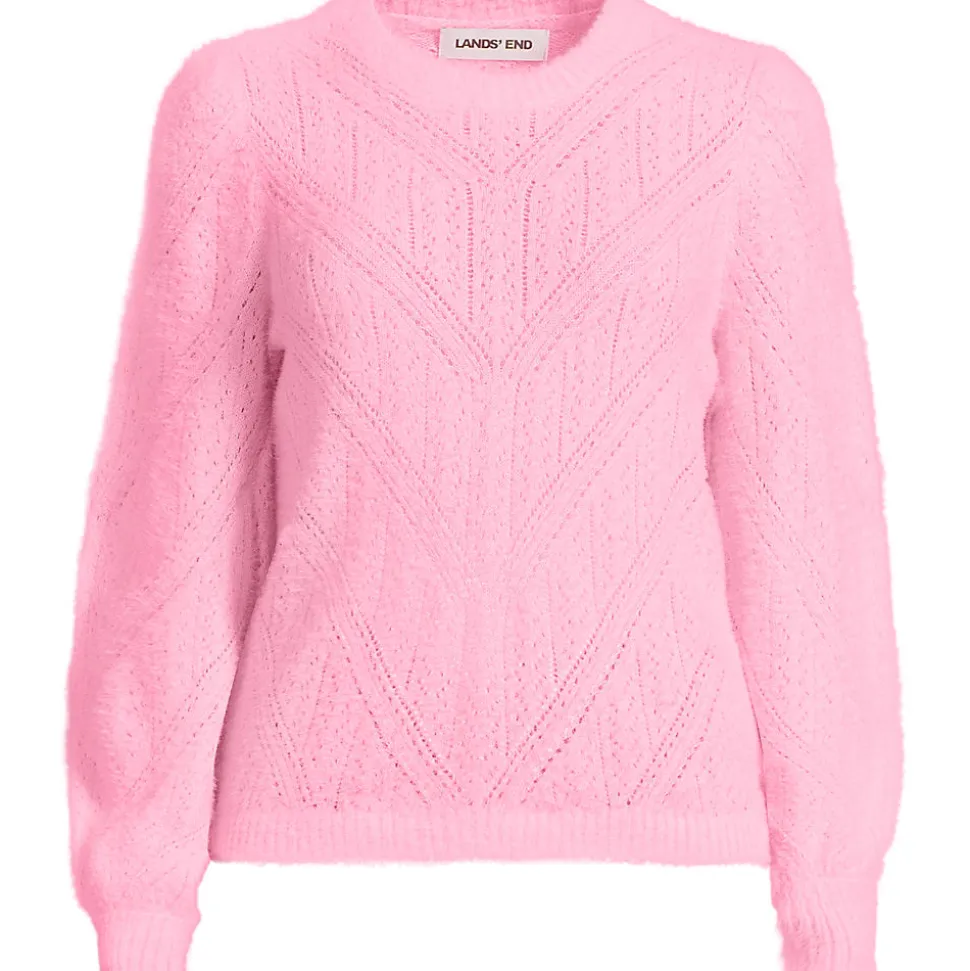 Ajourpullover aus Wimperngarn für Damen