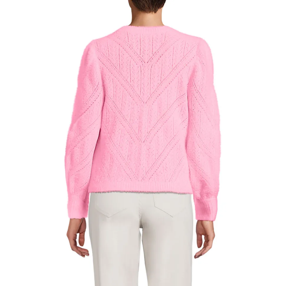 Ajourpullover aus Wimperngarn für Damen