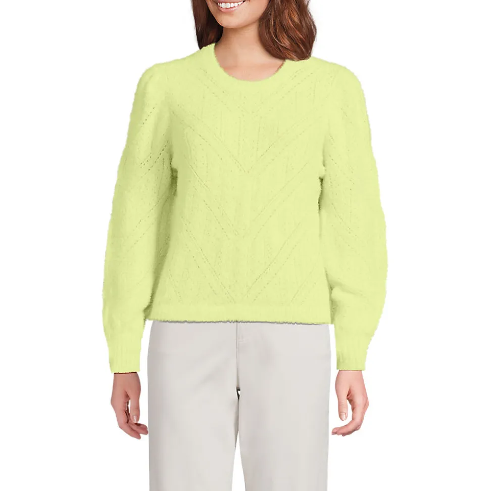 Ajourpullover aus Wimperngarn für Damen