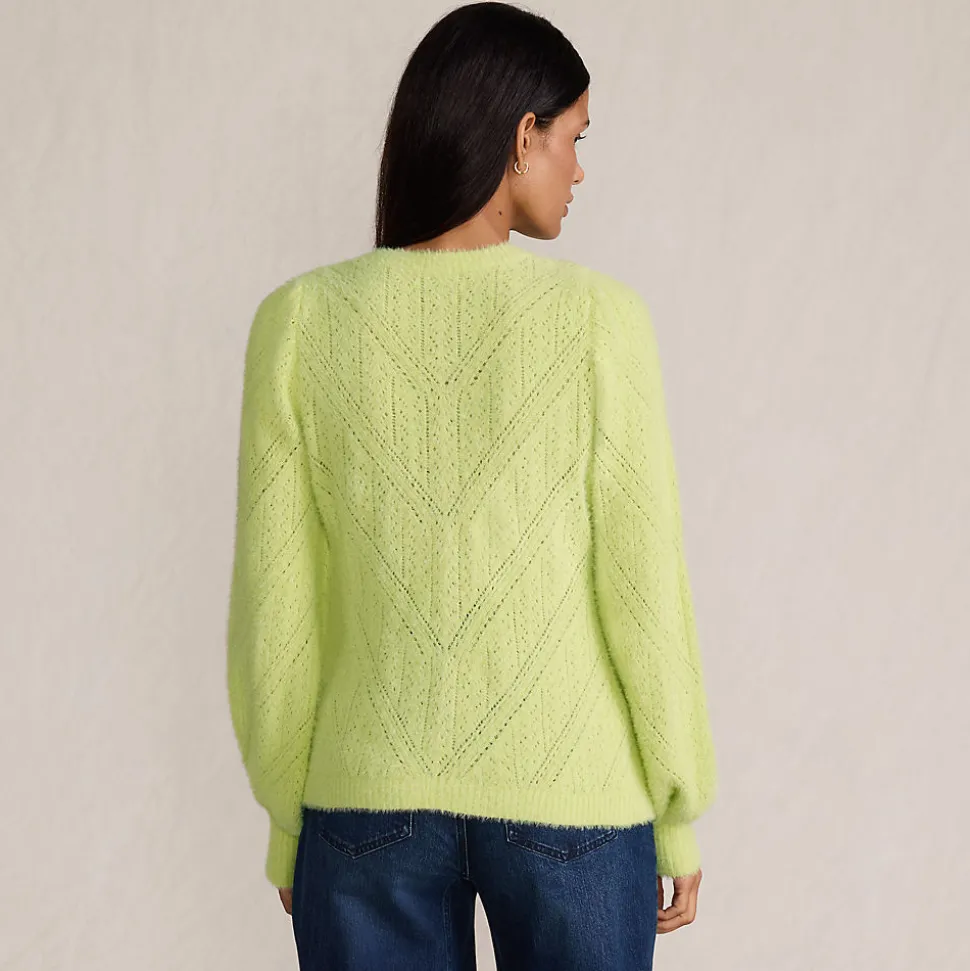 Ajourpullover aus Wimperngarn für Damen