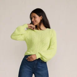 Ajourpullover aus Wimperngarn für Damen
