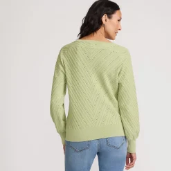 Ajourpullover mit V-Ausschnitt für Damen