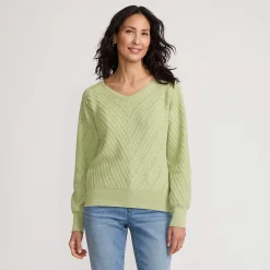 Ajourpullover mit V-Ausschnitt für Damen