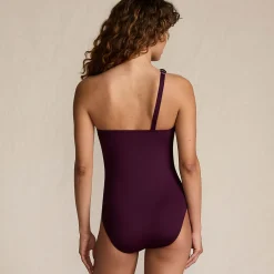 Asymmetrischer Badeanzug mit Raffungen für Damen
