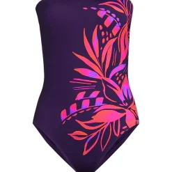 Bandeau-Badeanzug mit Bänder-Detail und hohem Beinausschnitt für Damen
