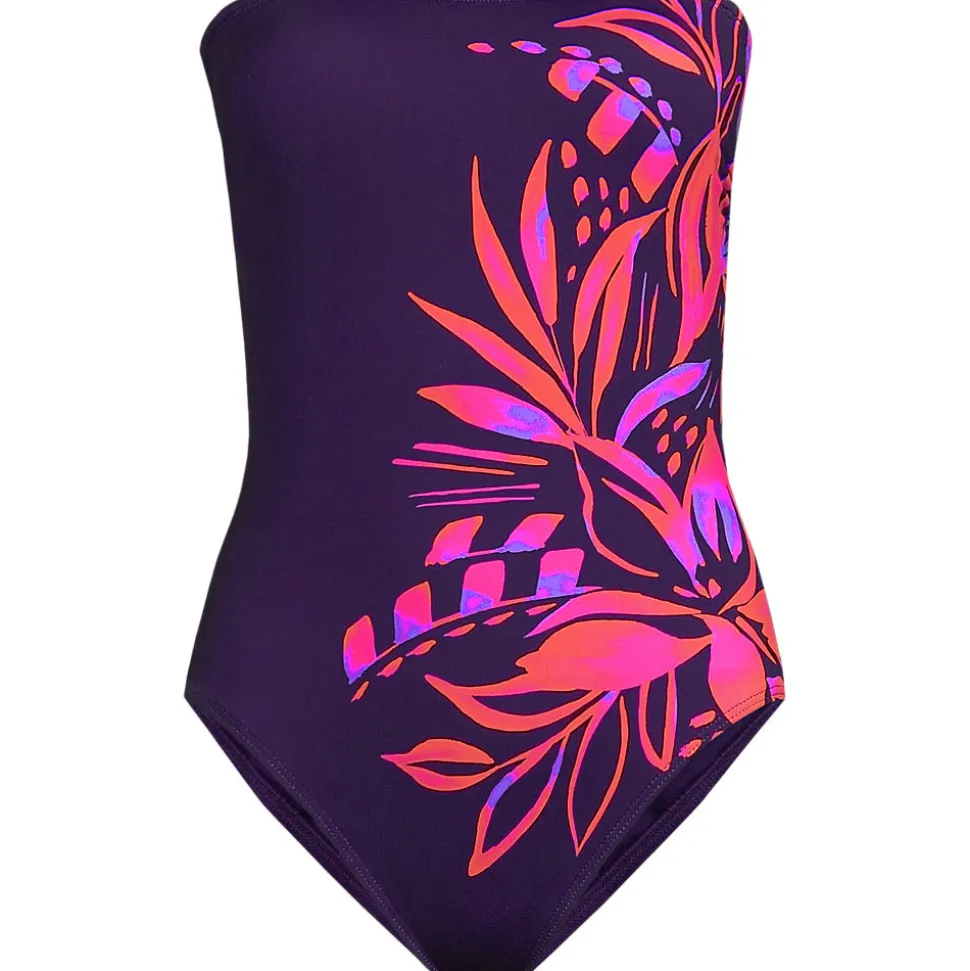 Bandeau-Badeanzug mit Bänder-Detail und hohem Beinausschnitt für Damen