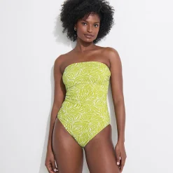 Bandeau-Badeanzug mit Bänder-Detail und hohem Beinausschnitt für Damen