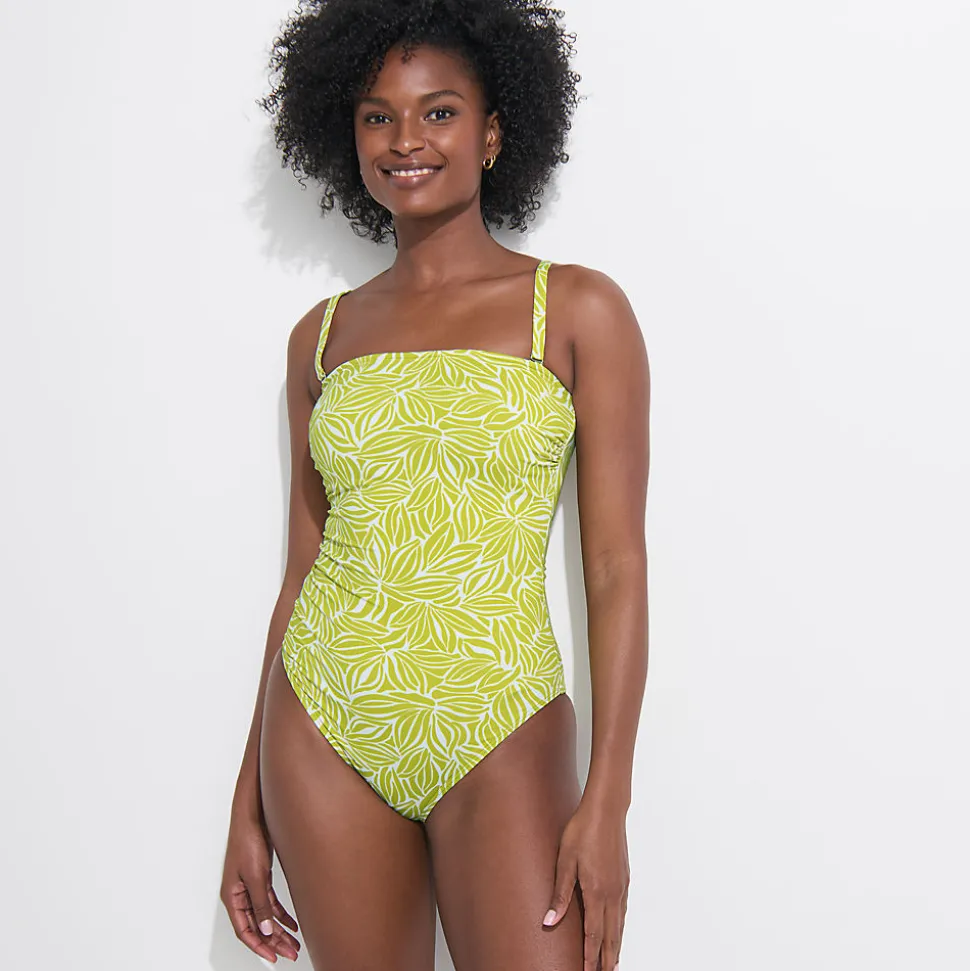 Bandeau-Badeanzug mit Bänder-Detail und hohem Beinausschnitt für Damen