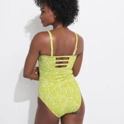Bandeau-Badeanzug mit Bänder-Detail und hohem Beinausschnitt für Damen