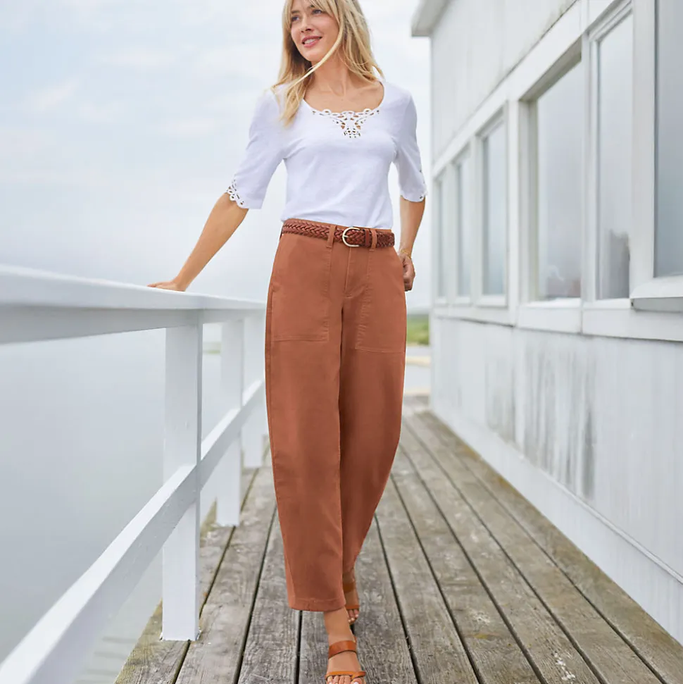 Barrel-Chinos High Waist für Damen