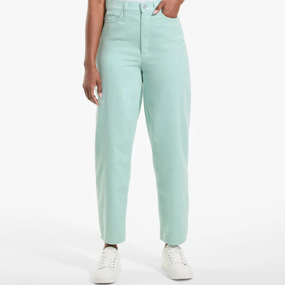 Barrel-Feincordhose High Waist für Damen