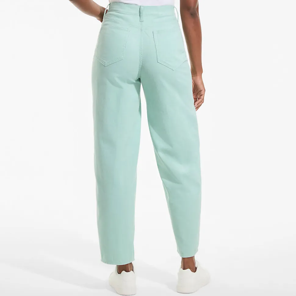 Barrel-Feincordhose High Waist für Damen