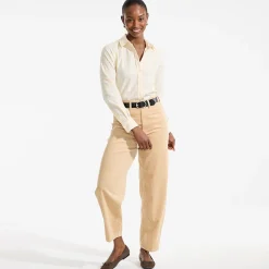 Barrel-Feincordhose High Waist für Damen