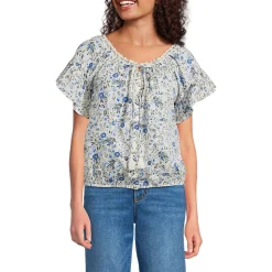 Baumwollbluse mit Rüschenärmeln für Damen