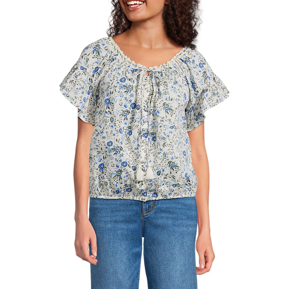 Baumwollbluse mit Rüschenärmeln für Damen