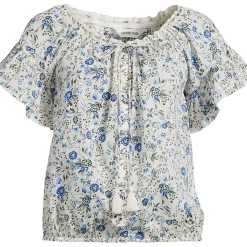 Baumwollbluse mit Rüschenärmeln für Damen