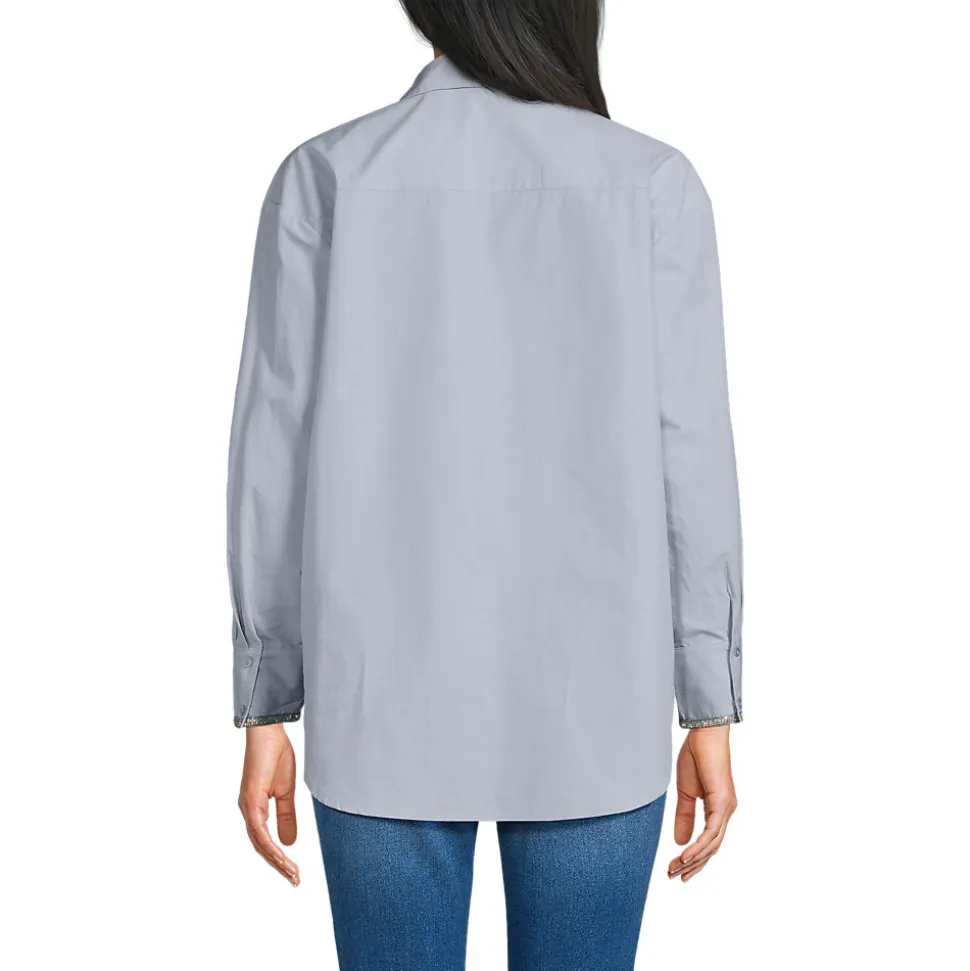 Baumwollbluse mit verzierter Knopfleiste für Damen