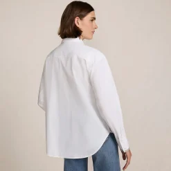 Baumwollbluse mit verzierter Knopfleiste für Damen