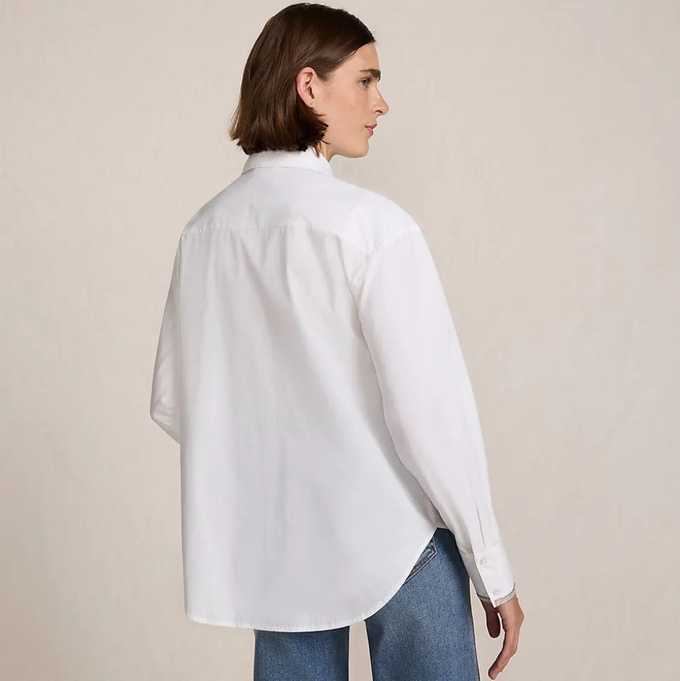 Baumwollbluse mit verzierter Knopfleiste für Damen