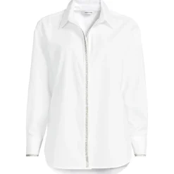 Baumwollbluse mit verzierter Knopfleiste für Damen
