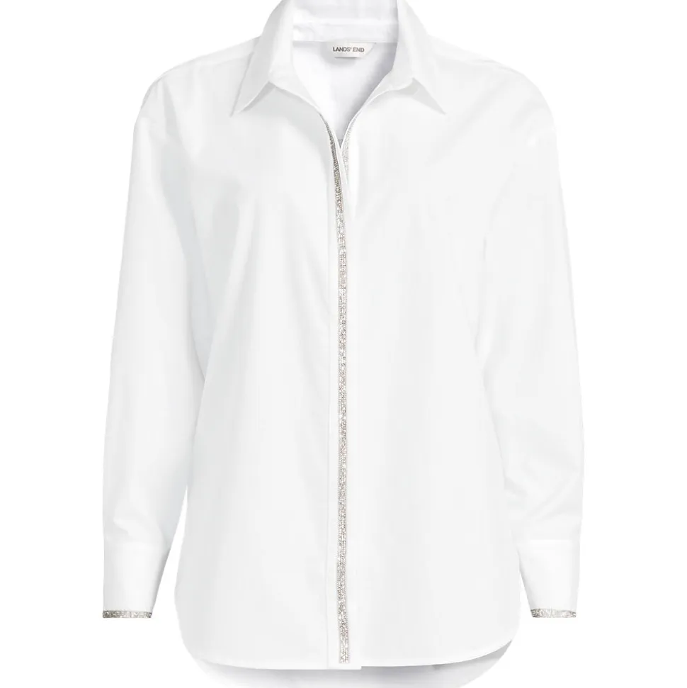 Baumwollbluse mit verzierter Knopfleiste für Damen