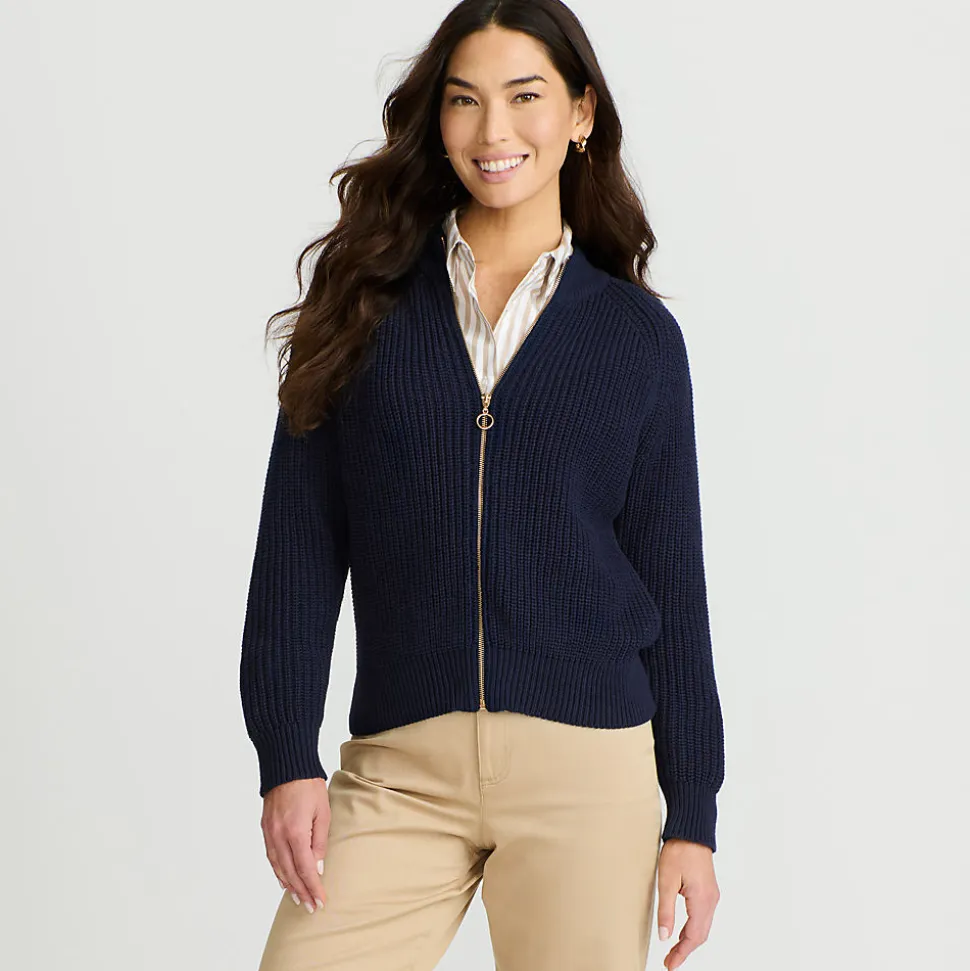 Baumwoll-Cardigan mit Reißverschluss für Damen