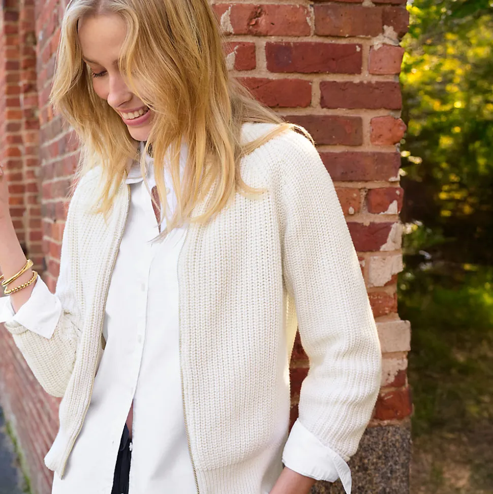 Baumwoll-Cardigan mit Reißverschluss für Damen