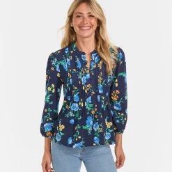 Baumwolle/Modal-Biesenshirt mit 3/4-Ärmeln für Damen