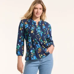 Baumwolle/Modal-Biesenshirt mit 3/4-Ärmeln für Damen