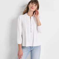 Baumwolle/Modal-Biesenshirt mit 3/4-Ärmeln für Damen