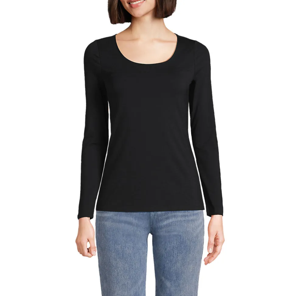 Baumwolle/Modal-Shirt mit Ballett-Ausschnitt für Damen