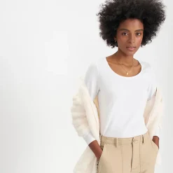 Baumwolle/Modal-Shirt mit Ballett-Ausschnitt für Damen