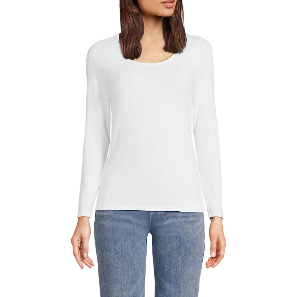 Baumwolle/Modal-Shirt mit Ballett-Ausschnitt für Damen