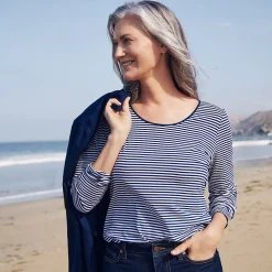 Baumwolle/Modal-Shirt mit Ballett-Ausschnitt für Damen