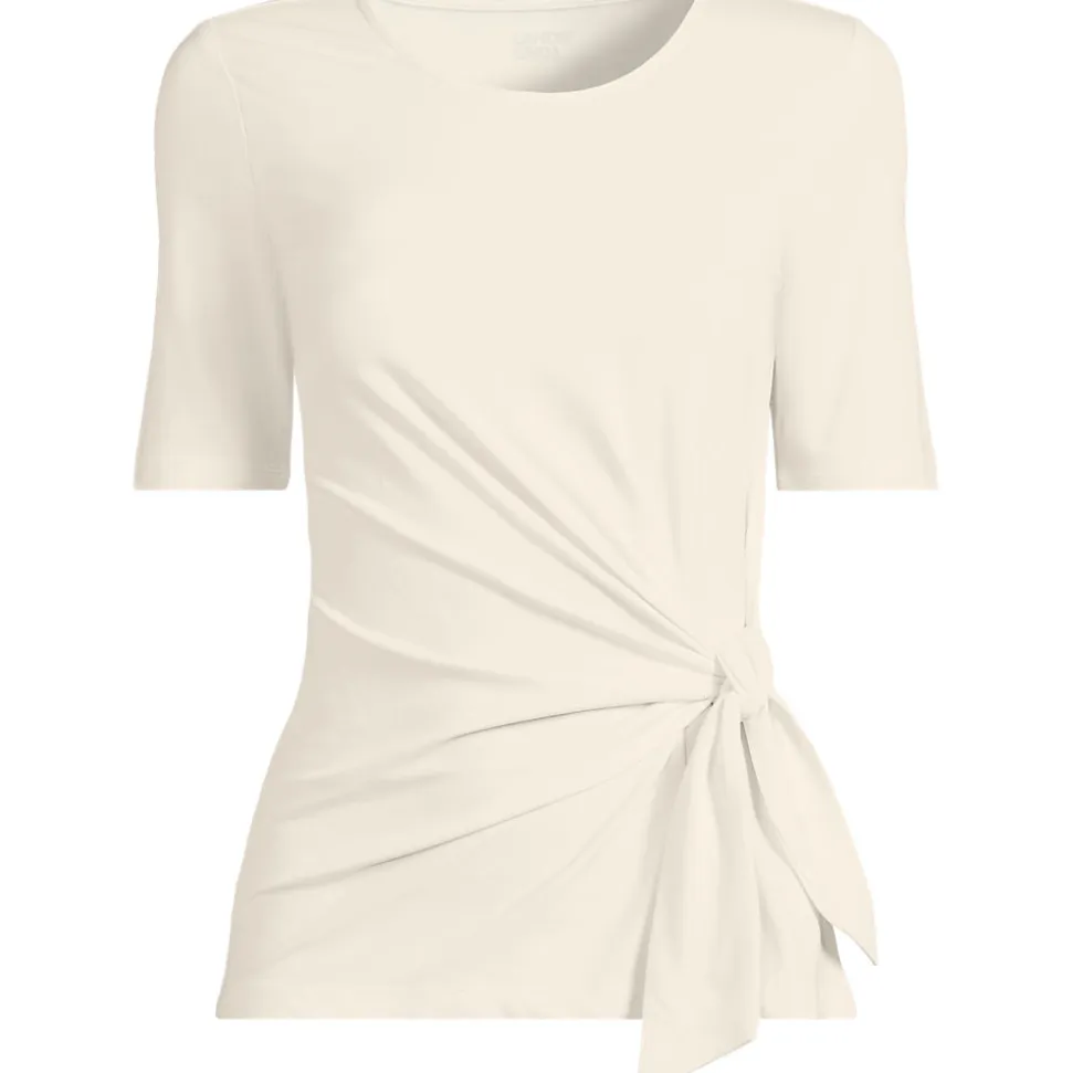 Baumwolle/Modal-Shirt mit Bindeschleife für Damen