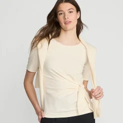 Baumwolle/Modal-Shirt mit Bindeschleife für Damen