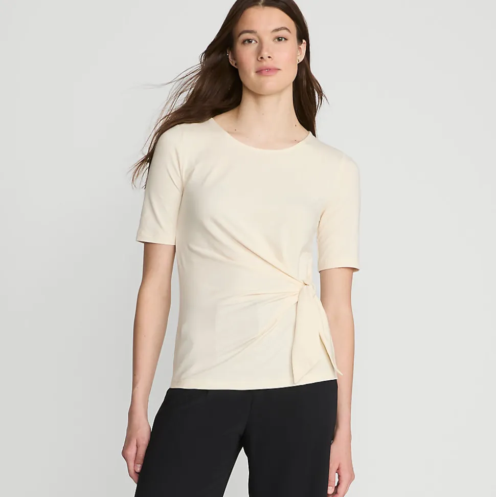 Baumwolle/Modal-Shirt mit Bindeschleife für Damen