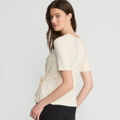 Baumwolle/Modal-Shirt mit Bindeschleife für Damen