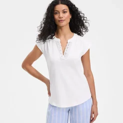 Baumwolle/Modal-Shirt mit Lochstickerei für Damen