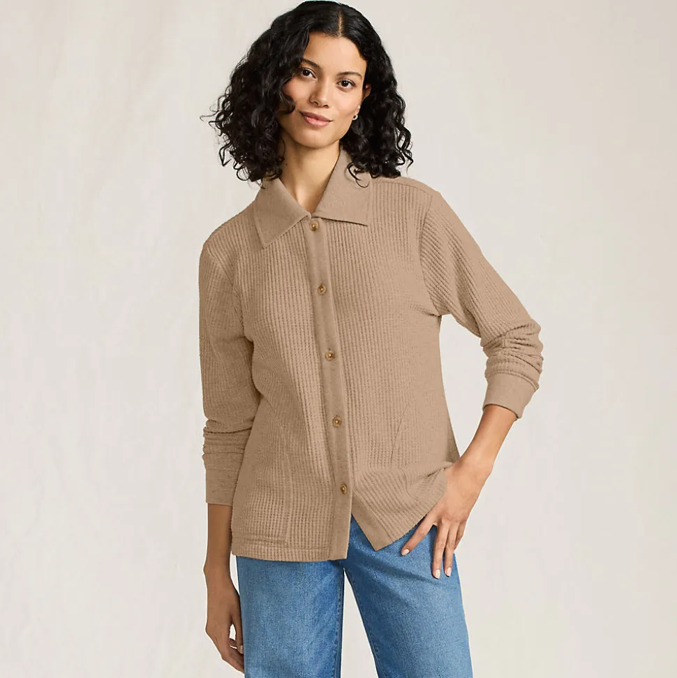Baumwollmix-Jacke im Waffelstrick für Damen