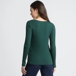Baumwoll/Modal-Rippshirt mit eckigem Ausschnitt für Damen